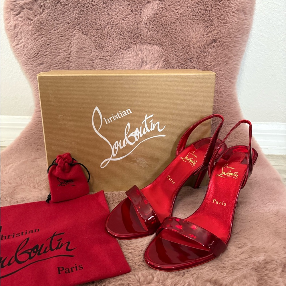 Christian Louboutin Red Patent Slingback Heels